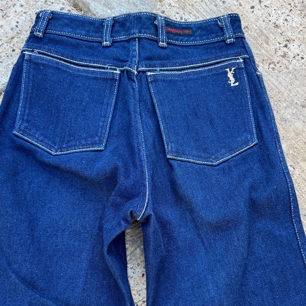 YSL Saint Laurent Dark Blue Slim Straight Petite Womens Jeans - Picture 3 of 13